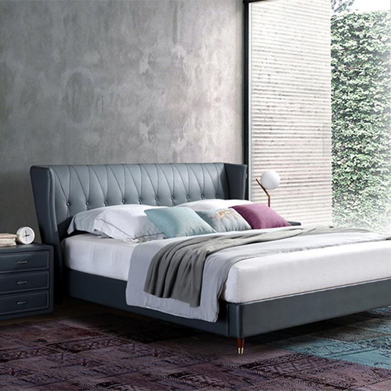 Tam Dəri Bükülmüş Bərk Taxta Çarpayı